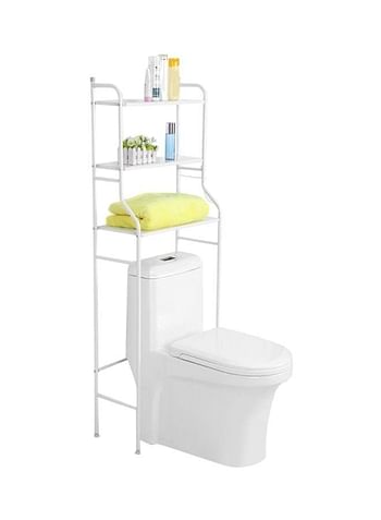 Metal Toilet Cabinet Shelf Organizer Holder White 166x25x68cm