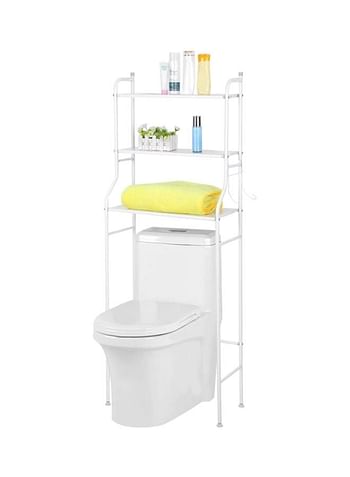 Metal Toilet Cabinet Shelf Organizer Holder White 166x25x68cm