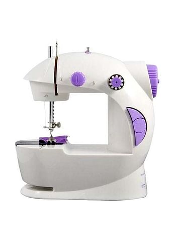 Portable Sewing Machine White/Chrome/Purple 22x20x12centimeter FHSM-201 White/Chrome/Purple