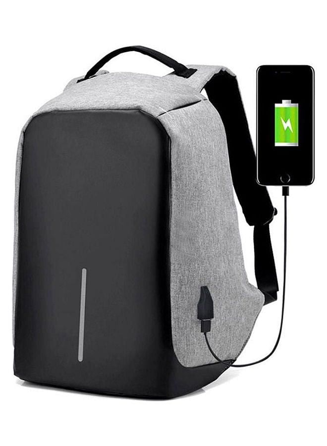 Laptop Notebook Unisex Fashion Backpack Antitheft Travel School Bag W/ Usb Charger Port Grey