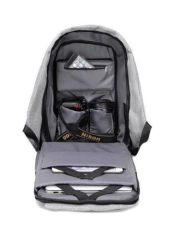 Laptop Notebook Unisex Fashion Backpack Antitheft Travel School Bag W/ Usb Charger Port Grey