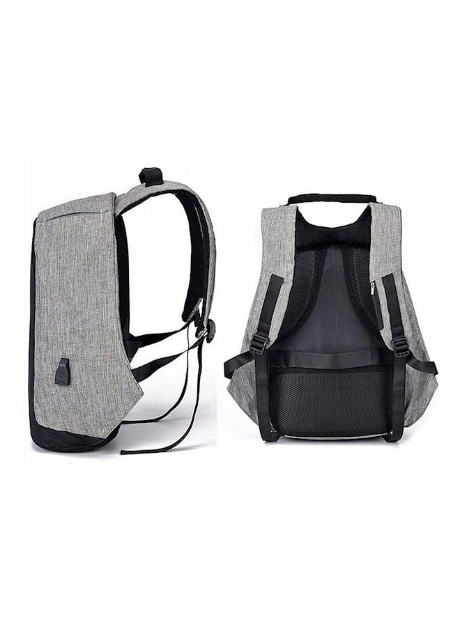 Anti-Theft Backpack With USB Charging Port Grey/Black