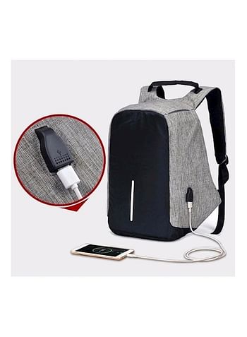 Anti-Theft Backpack With USB Charging Port Grey/Black