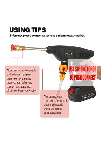 15A 30Bar Cordless Handheld Wireless Pressure Washer Black 30.00X12.00X25.00cm