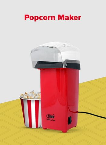 Electric Popcorn Maker 1200 Watts 1200.0 W CYPM-844 Red/Black