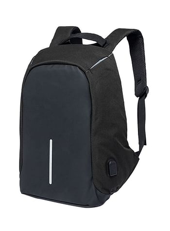 Anti Theft Waterproof Backpack With USB Charging Port Black