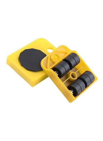 Furniture Mover Tool Set Furniture Transport Lifter Heavy Stuffs Moving Tool 4 Wheeled Mover Roller And 1 Wheel Bar Hand Tools Set Yellow 10x10x35cm