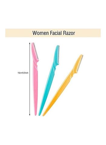 Pack Of 6 Eyebrow Razors Pink/Yellow/Blue