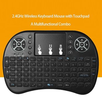 2.4GHz LED Backlit Wireless Keyboard With Touchpad Mouse Black