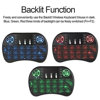 2.4GHz LED Backlit Wireless Keyboard With Touchpad Mouse Black