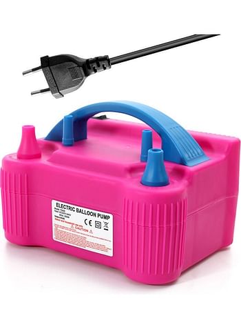 High Power Two Nozzle Air Balloon Inflator Pink/Blue 20.5x13.8x16.5cm