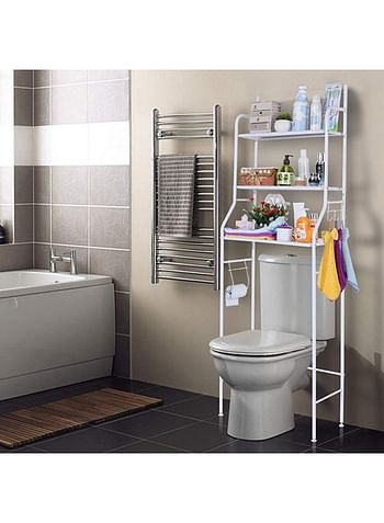 3-Tier Bathroom Organizer White 158x50x26cm