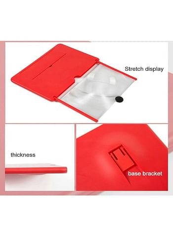 Pull Type Mobile Phone Screen Amplifier With Desk Holder Red