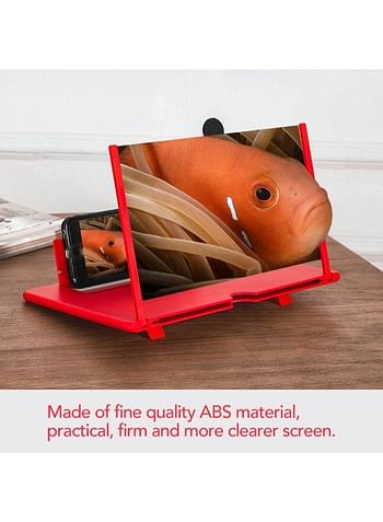 Pull Type Mobile Phone Screen Amplifier With Desk Holder Red