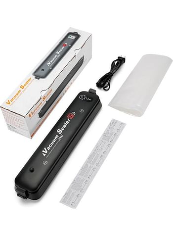 Multi-Purpose Full- Automatic Electric Vacuum Sealer Included 15 Pocket Black 37*5.5*7cm