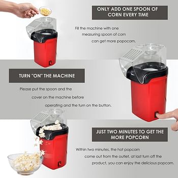 1200W Fast Hot Air Mini Popcorn Maker Machine With Top Cover HP81-LU multicolour