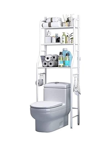 3-Tier Toilet Storage Rack White 155x65x25cm