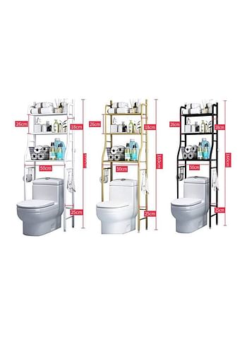 3-Tier Toilet Storage Rack White 155x65x25cm