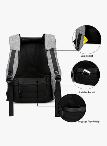 Anti Theft Backpack With USB Charging Port Grey/Black