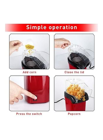 Hot Air Popcorn Machine 1200w, Quick To Complete Healthy Food In 2-3 Minutes 1.8 L 1200.0 W JYDQ-01H Red