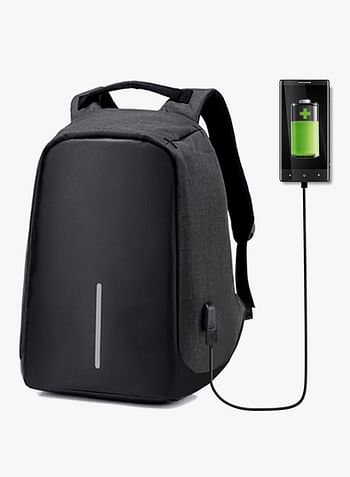 Anti Theft Laptop Backpacks With USB Charging 15.6-Inch Black