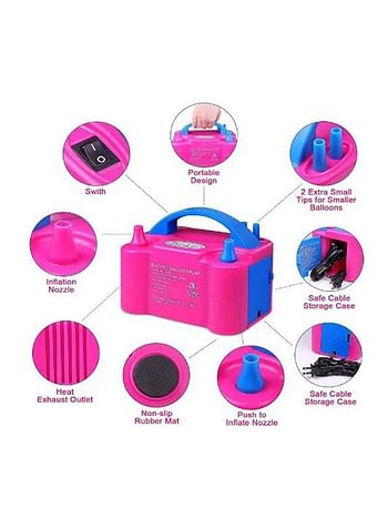 600 W Electric High Power Two Nozzle Air Blower Balloon Inflator Pump Fast Portable Inflatable Tool Multicolour