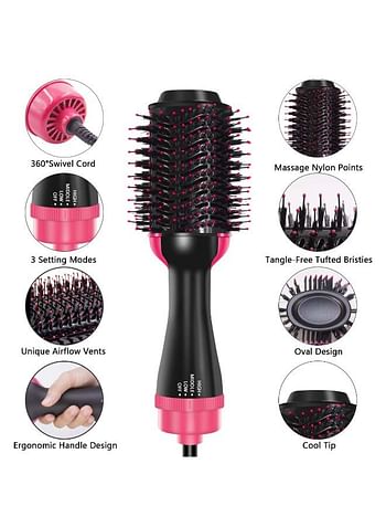 One Step Hair Dryer And Styler Black/Pink