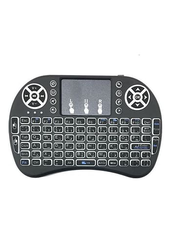 Backlit Mini Wireless Keyboard Arabic English Usb 2.4 G Backlight With Touchpad Built In Lithium Battery 92 Keys Qwerty Multi Finger For Android Tv Box- Tablet And Computer Black