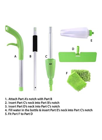 Spray Mop With Microfiber Cleaning Pad Green/White/Silver