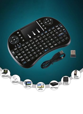 2.4 Ghz Wireless Rechargeable Air Mouse With Mini QWERTY Keyboard Black