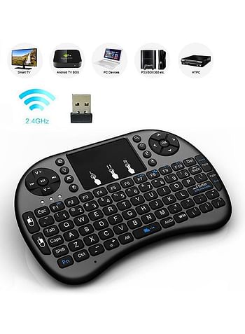 2.4 Ghz Wireless Rechargeable Air Mouse With Mini QWERTY Keyboard Black