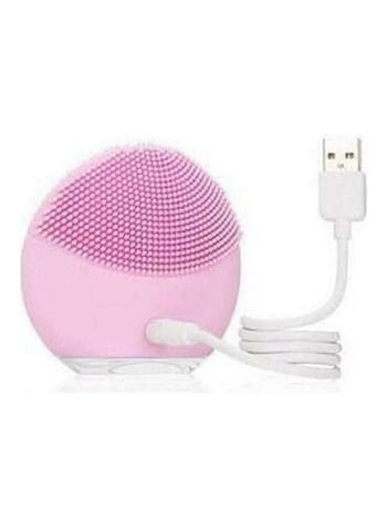 Silicone Ultrasonic Facial Cleanser Brush With Charger Pink