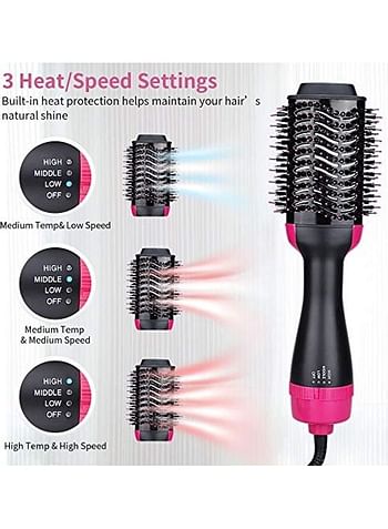 One Step Hair Dryer With 4 Clips Black/Pink