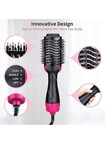 One Step Hair Dryer With 4 Clips Black/Pink