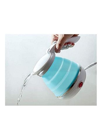 Travel Foldable Electric Kettle Portable Silicone Collapsible Camping Kettle 100-240V Blue 500ml