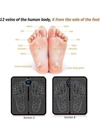 Portable Electric Foot Massage Mat Black/White 32 x 32cm