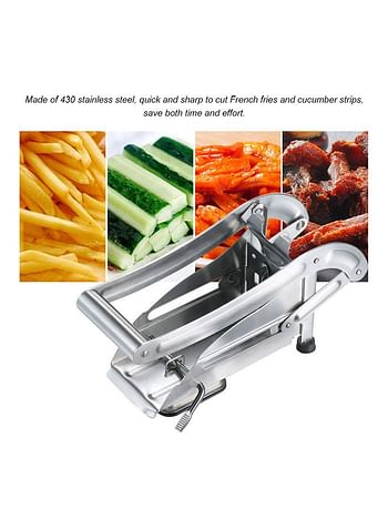 French Fry Cutter with 2 Blades for Potatoes Carrots Cucumbers Silver 9.00 x 13.00 x 0.875cm