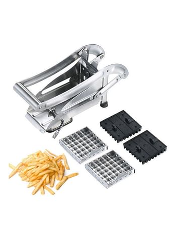 French Fry Cutter with 2 Blades for Potatoes Carrots Cucumbers Silver 9.00 x 13.00 x 0.875cm