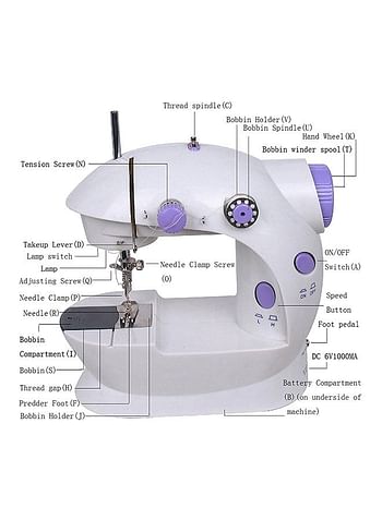 Portable Mini Sewing Machine White/Purple DLC-31121 White/Purple