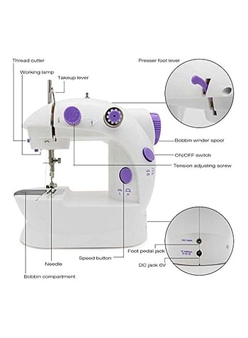 4-In-1 Mini Sewing Machine White/Purple 55846 White/Purple