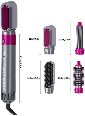 5 in 1 One Step Hair Dryer Styler Grey/Pink