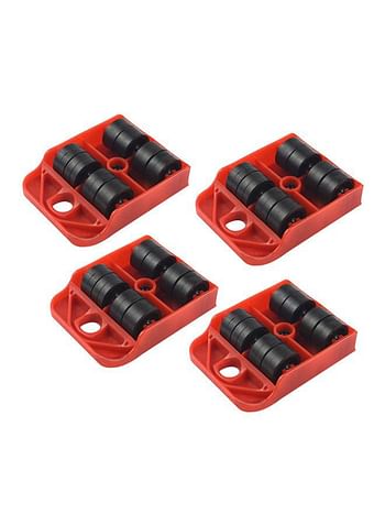 Pack Of 4 Furniture Transport Rollers Red/Black 10.05x7.5x2cm