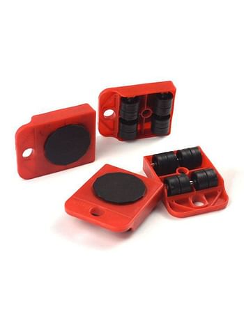 Pack Of 4 Furniture Transport Rollers Red/Black 10.05x7.5x2cm