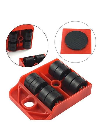 Pack Of 4 Furniture Transport Rollers Red/Black 10.05x7.5x2cm