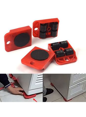 Pack Of 4 Furniture Transport Rollers Red/Black 10.05x7.5x2cm