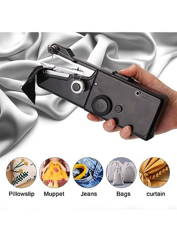 Portable Sewing Machine Mini Handheld Sewing Machine Electric Stitch Household Tool for Fabric Clothing Kids Cloth White 25.0x15.0x5.0cm