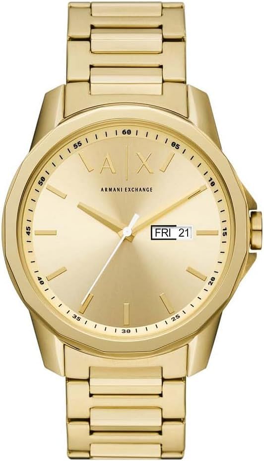 Armani Exchange Watch for Men Three-Hand Day-Date Movement - Gold