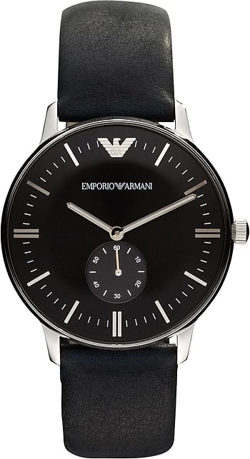 Emporio Armani Men's Stainless Steel Dress Watch with Quartz Movement/Black/Analog