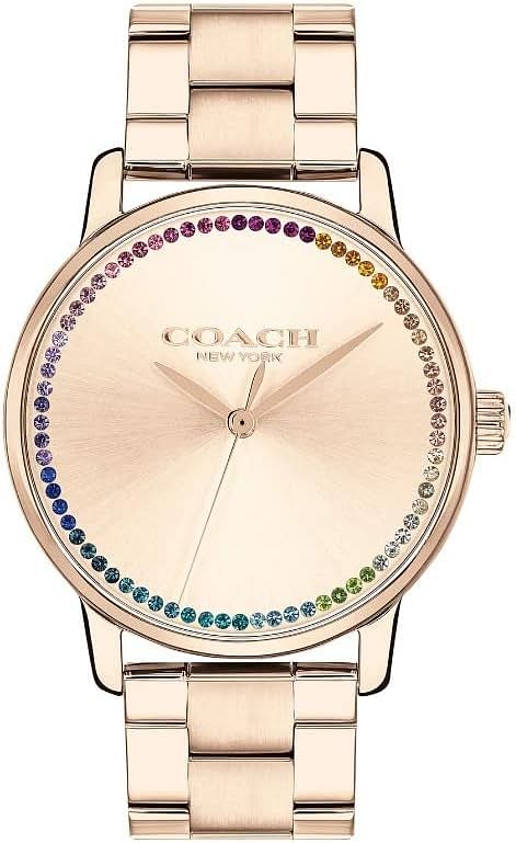 COACH 14504064 Pale Rose Gold Multi Color Glitz Dial Pale Rose Gold Stainless Steel Ladies Bracelet 36mm Grand Watch, Pale Rose Gold