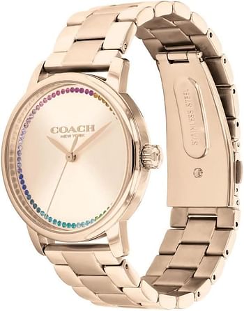 COACH 14504064 Pale Rose Gold Multi Color Glitz Dial Pale Rose Gold Stainless Steel Ladies Bracelet 36mm Grand Watch, Pale Rose Gold